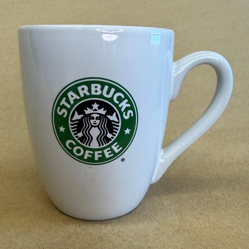 Starbucks White with Green Logo Tear Drop Handle Mug-2008