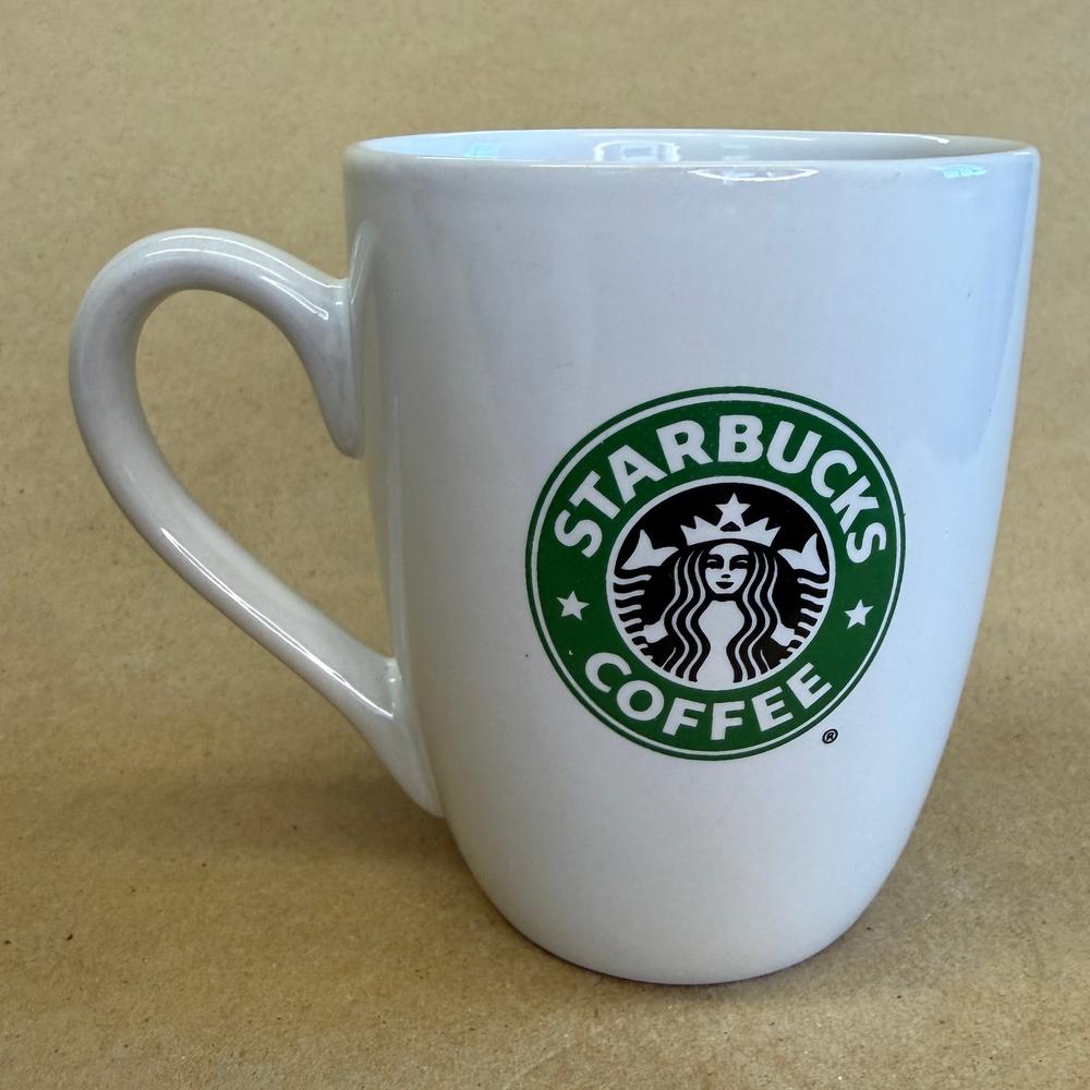 Starbucks White with Green Logo Tear Drop Handle Mug-2008
