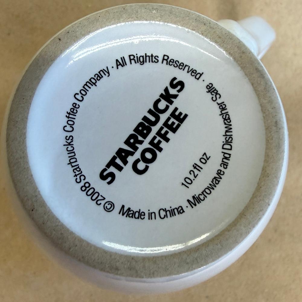 Starbucks White with Green Logo Tear Drop Handle Mug-2008