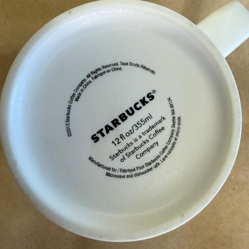 Starbucks White Embossed Siren with T on Handle Mug-2015