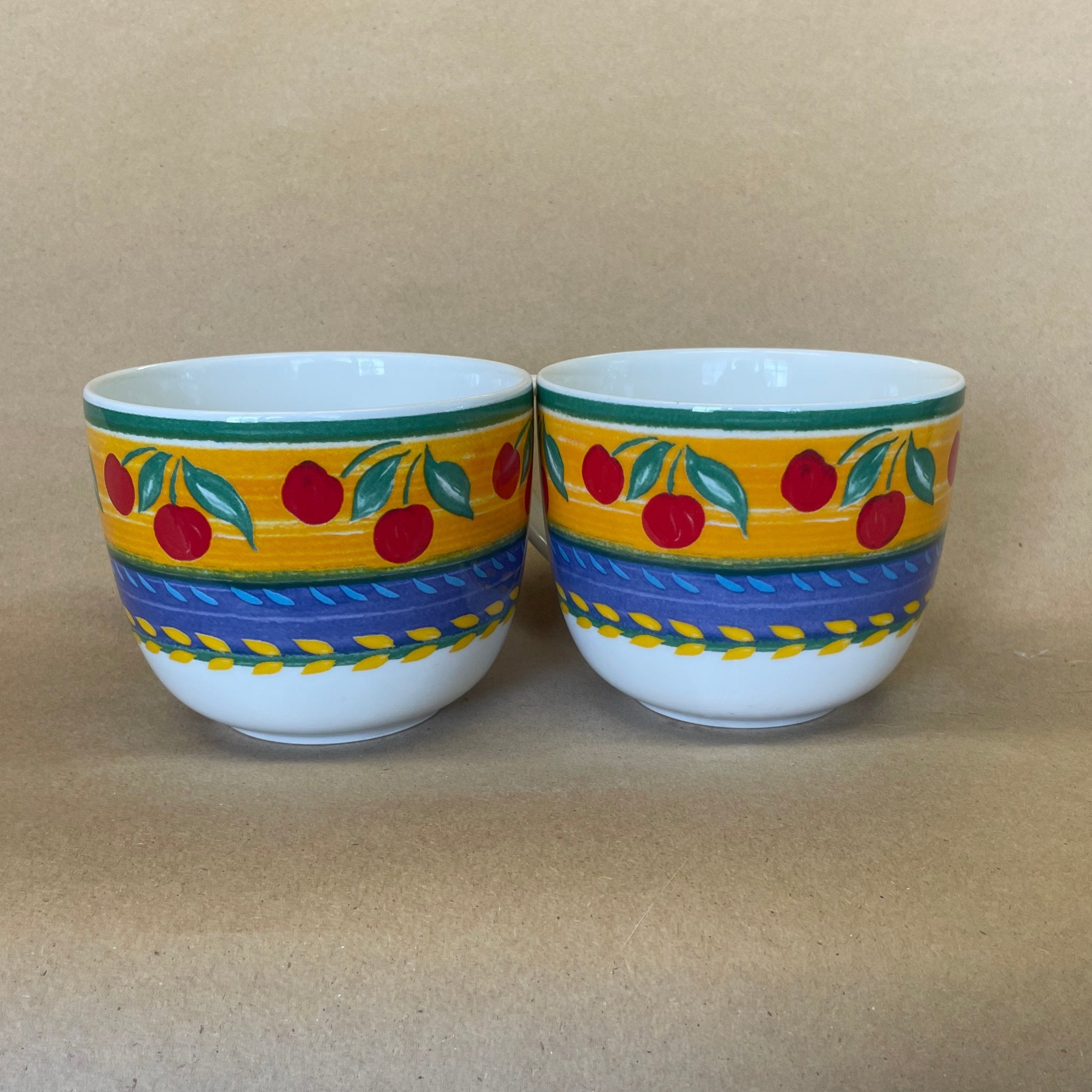 Vista Alegre Portugal Cherry Fruit Mugs-1995 Pair