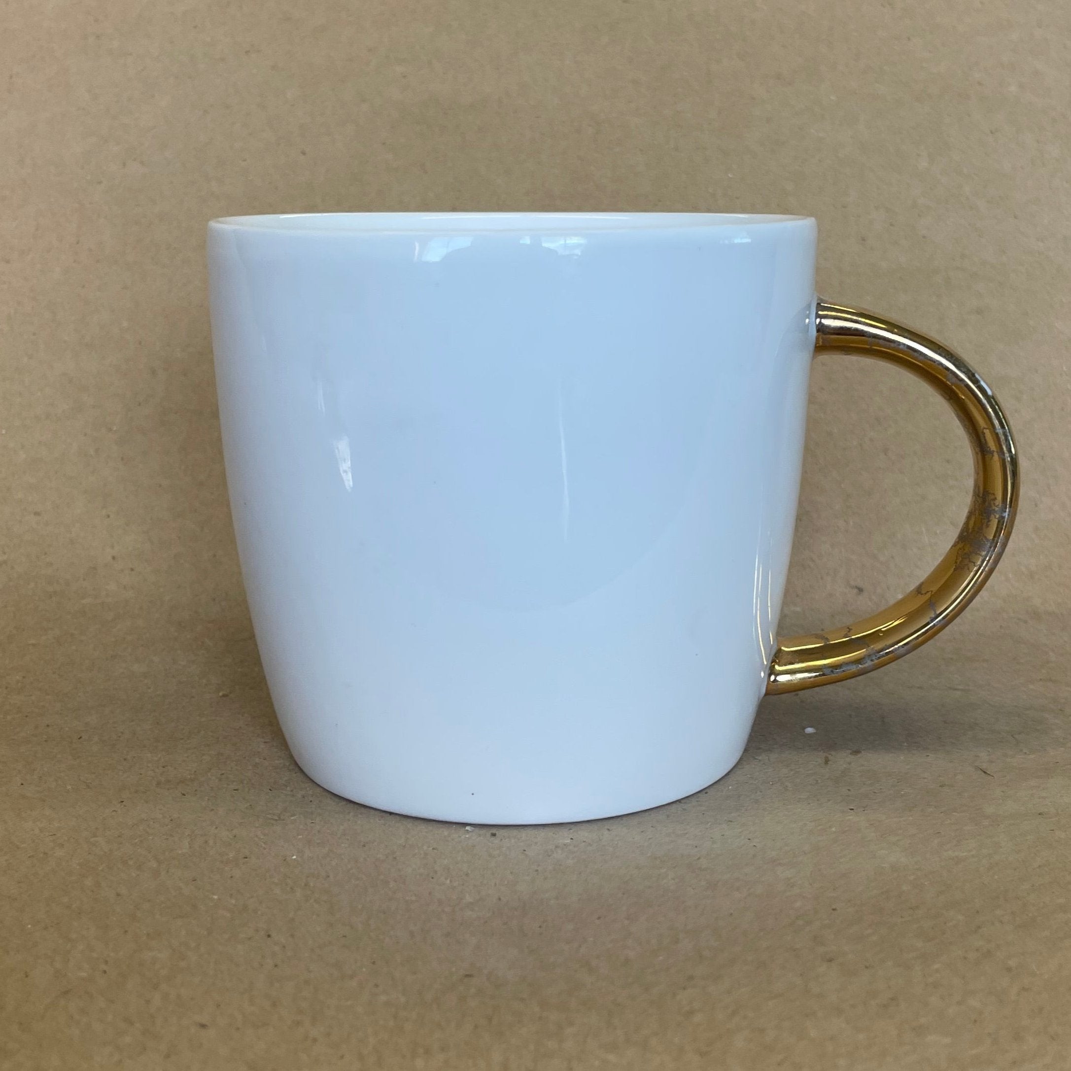 Starbucks White with Gold Handle and Letters Mug-2015