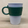 Starbucks White with Green Rubber Embossed Handle Mug-2008