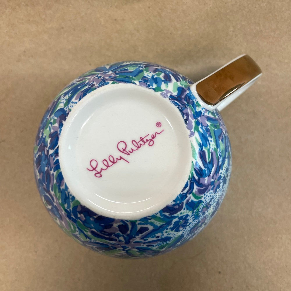 Lilly Pulitzer Blue Floral Gold Handle Mug