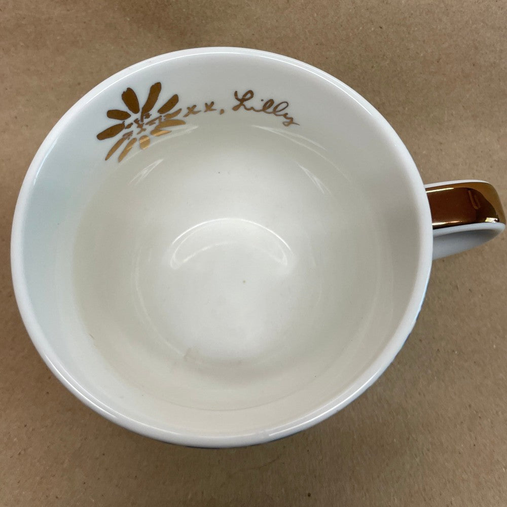 Lilly Pulitzer Blue Floral Gold Handle Mug