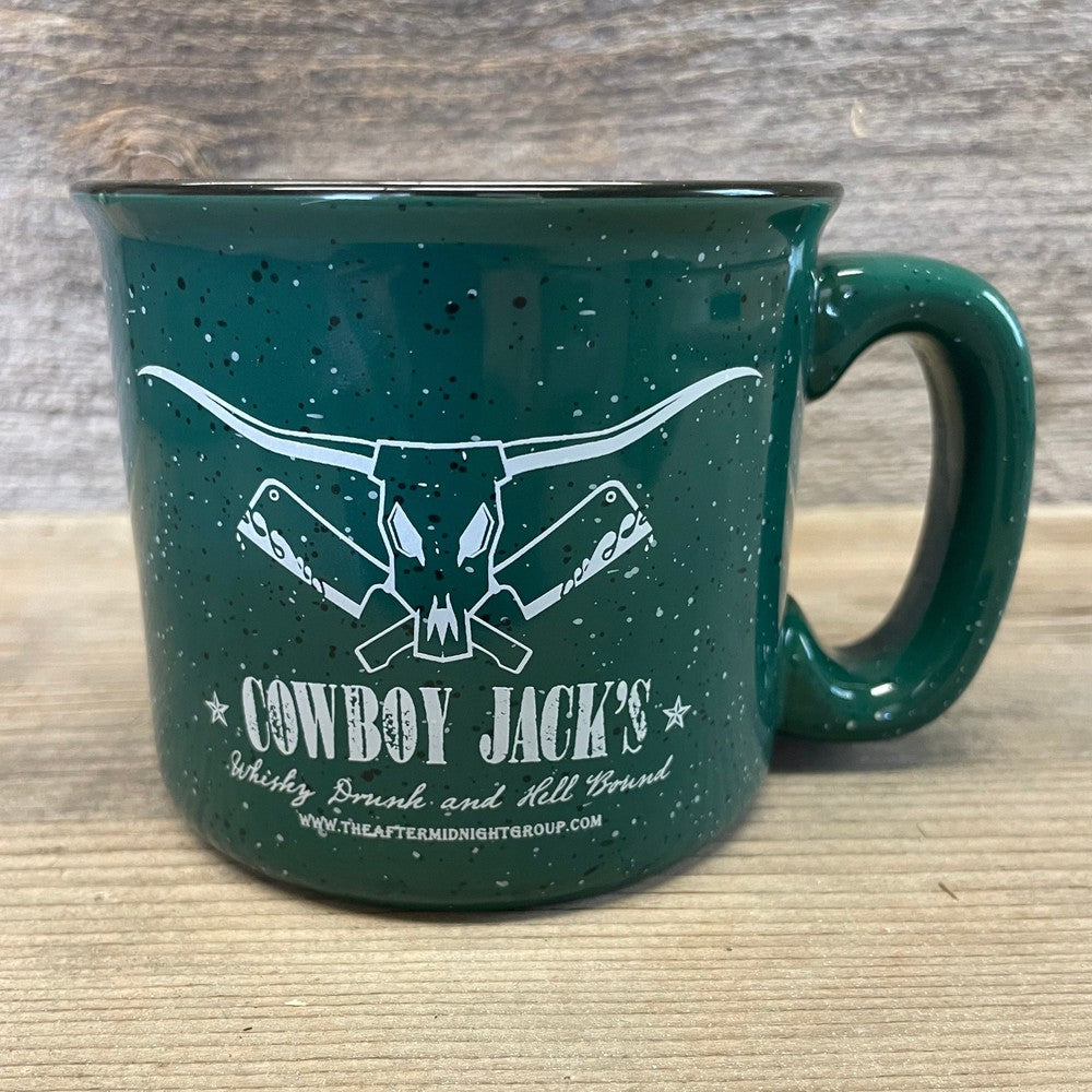 M Ware Cowboy Jack's Heavy Green Speckled Mug