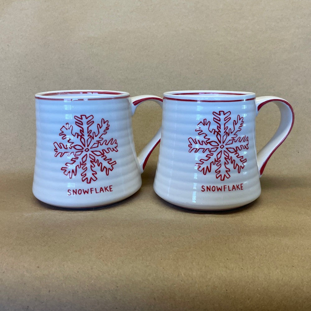 Molly Hatch Anthropologie Snowflake Mugs-Pair