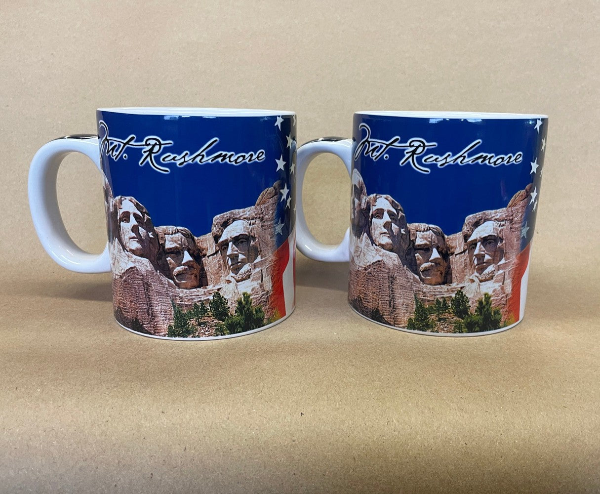 Mt. Rushmore U.S. Flag Mugs-Pair