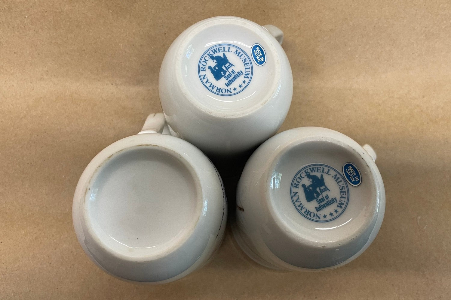 Norman Rockwell Museum Collection Gold Rimmed Mugs-Trio