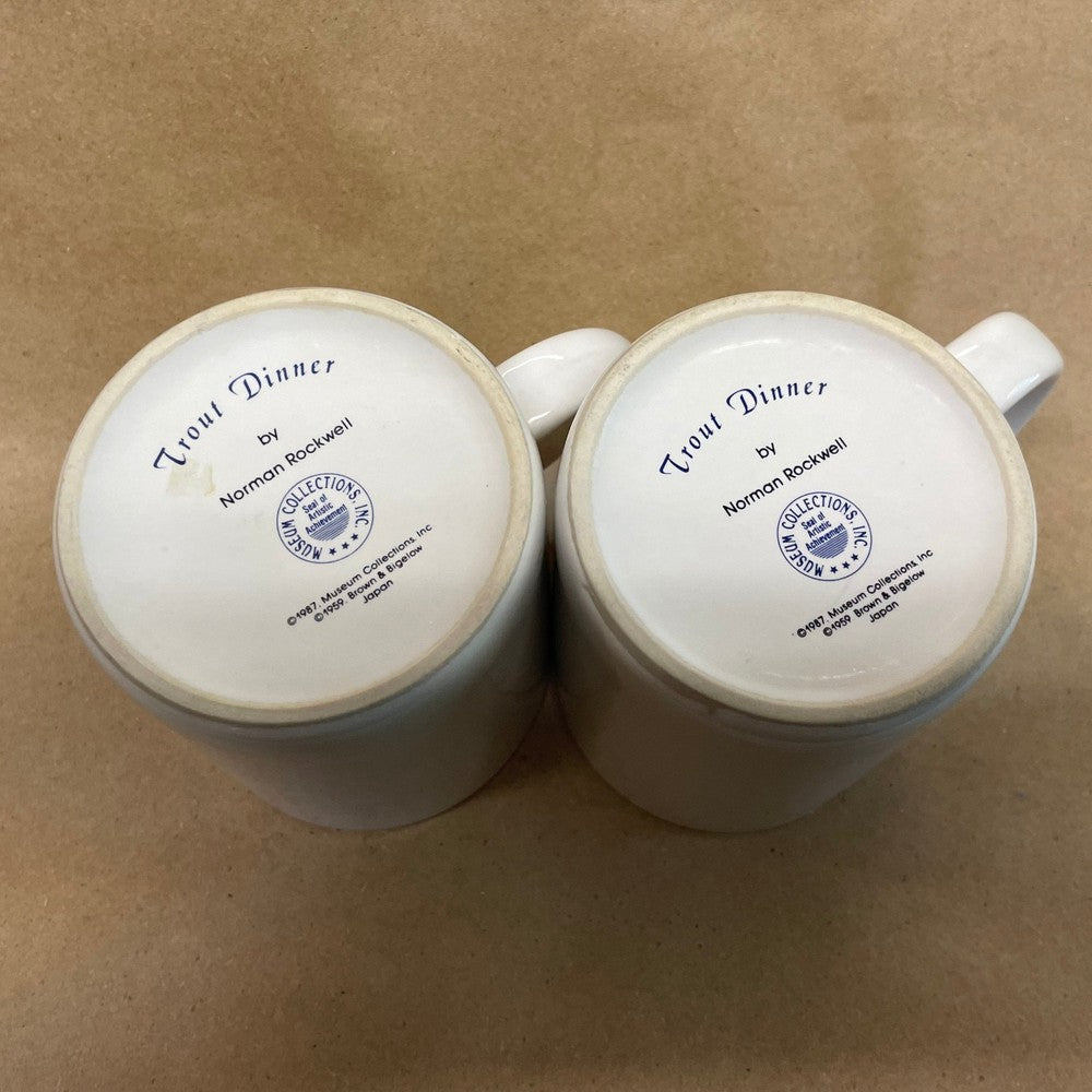 Norman Rockwell Museum Collection Trout Dinner Mugs-1987 Pair