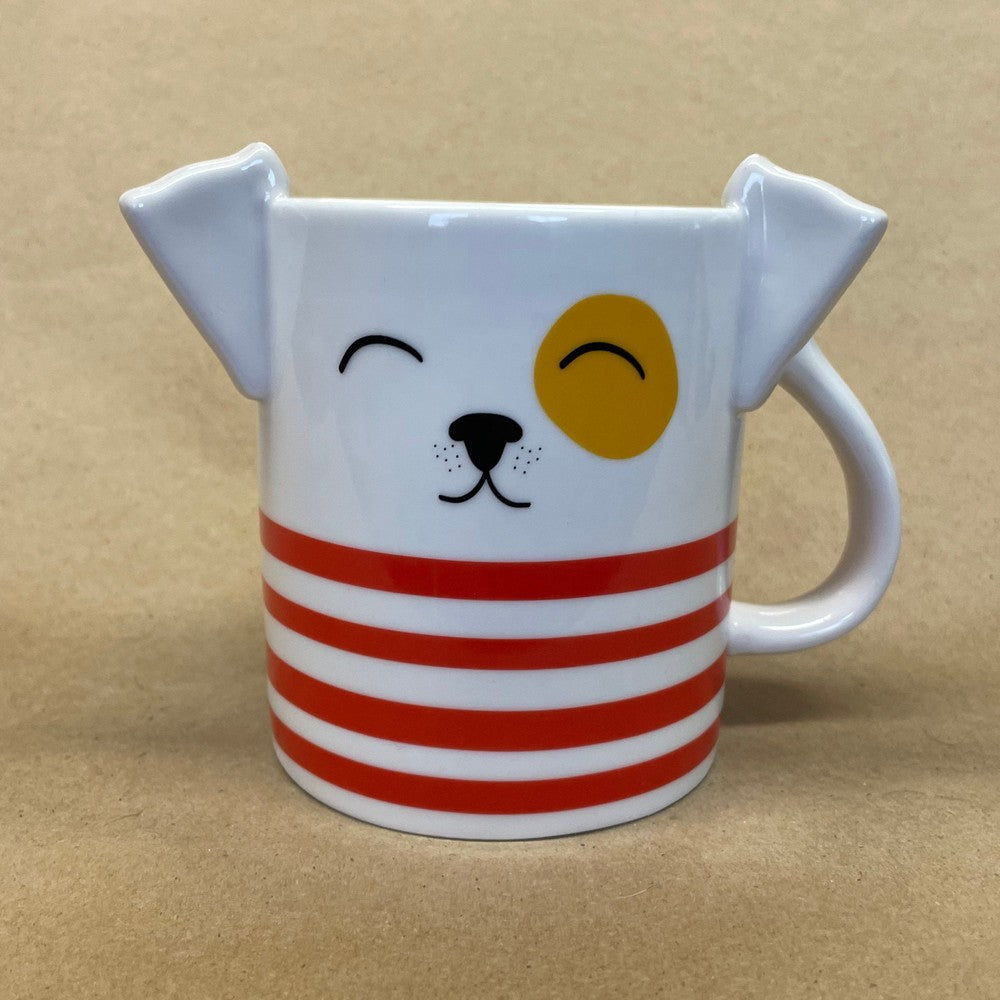 Parker Lane Dog with Figural Ears, Tail Red Striped Mug