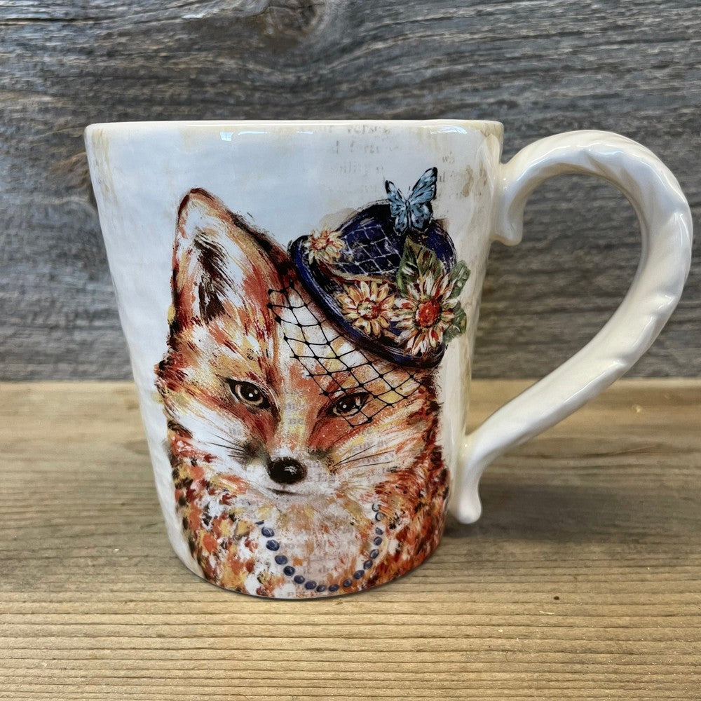 Pier 1 Fox in Hat Distressed Mug