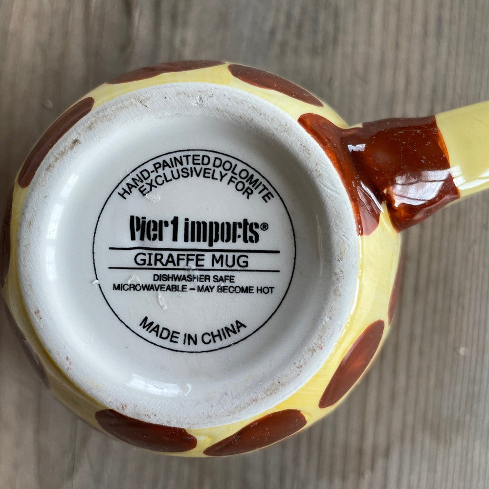 Pier 1 Hand Painted Giraffe Surprise Mug