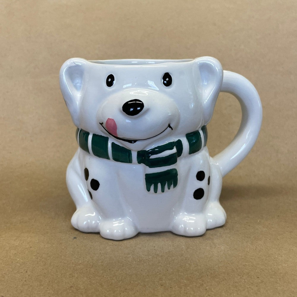 Real Living Sculptured White Dog with Scarf Mug