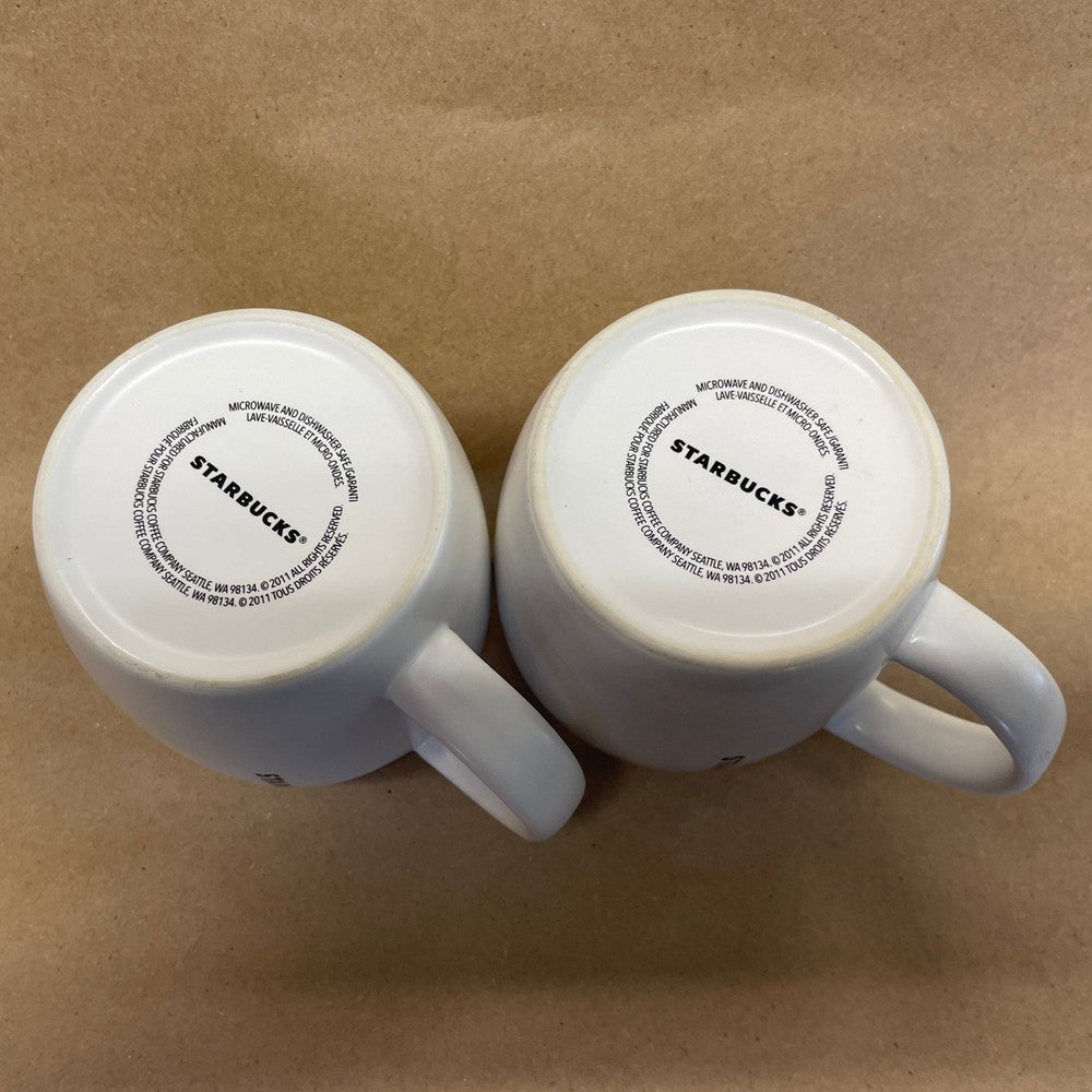 Starbucks Etched Siren Mermaid Mugs-2011 Pair