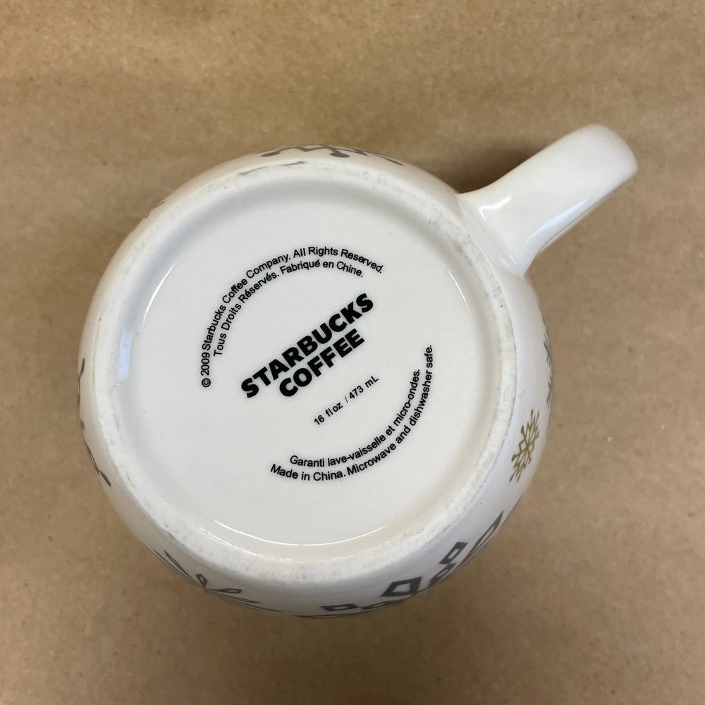Starbucks Gold Silver Snowflakes Mug-2009