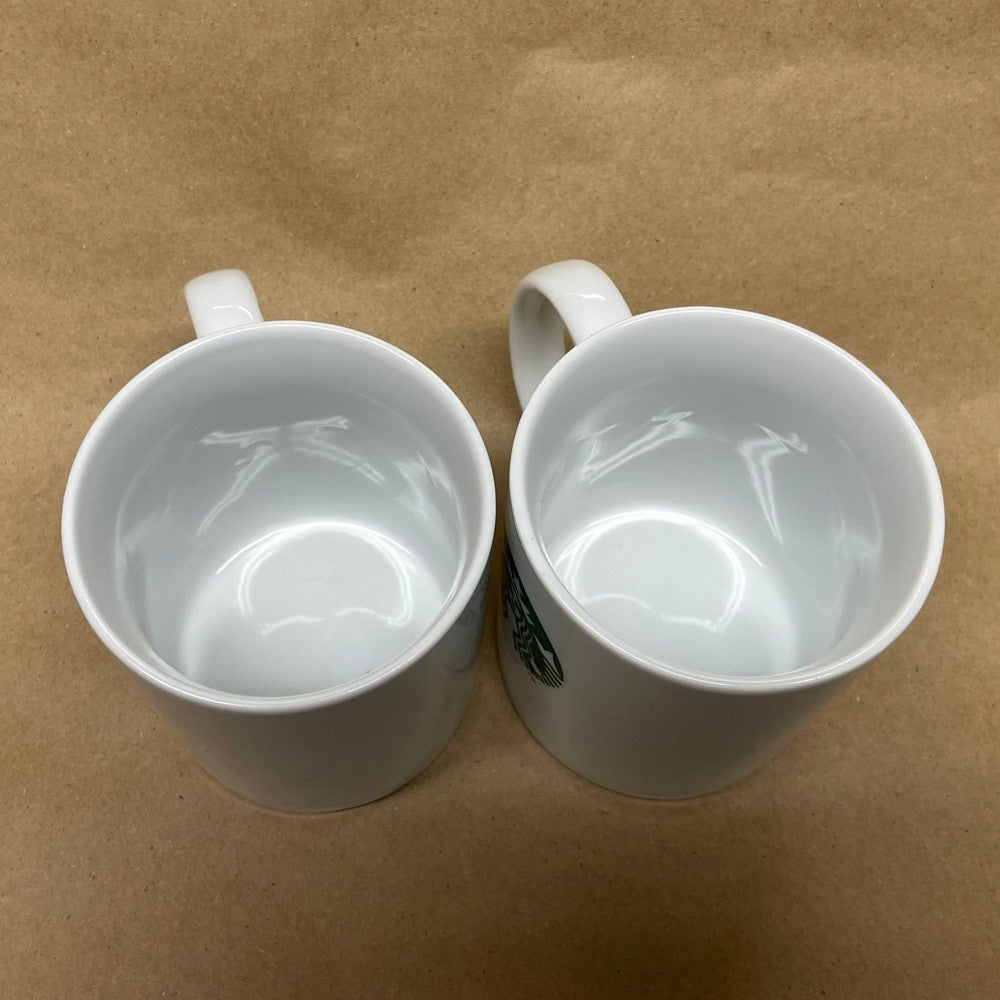 Starbucks Green Siren White Mugs-Pair