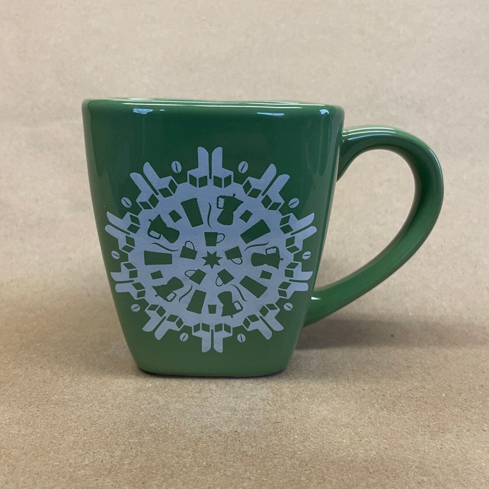 Starbucks Holiday Square Green Snowflake Mug-2004