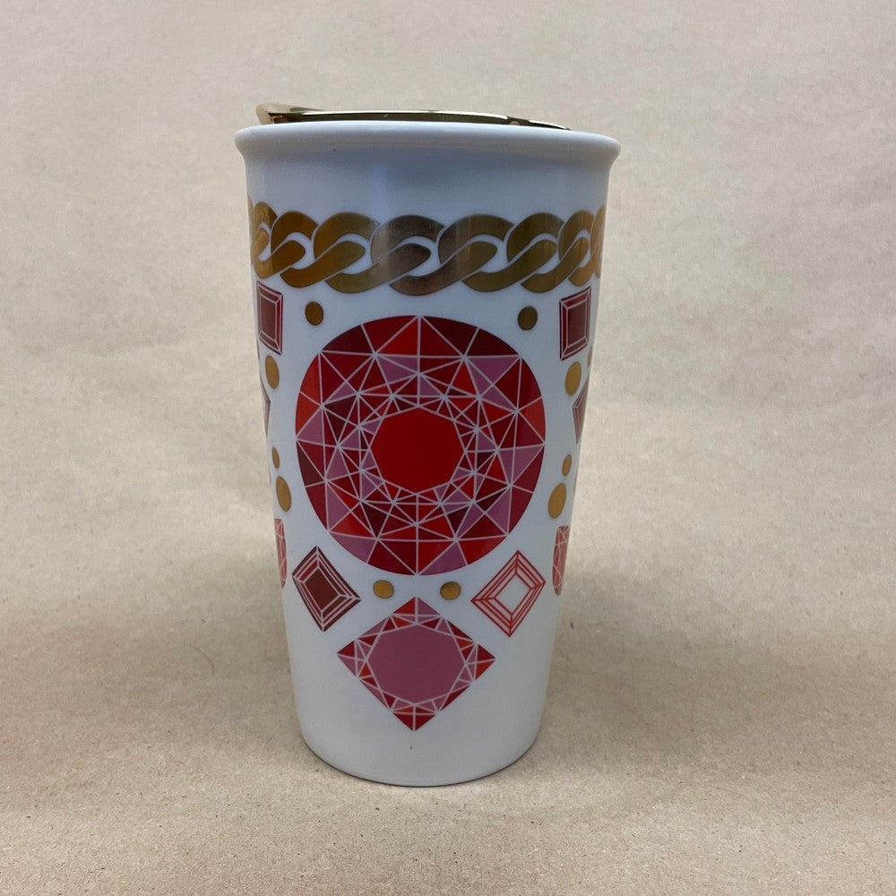 Starbucks Jewel Gems Red Gold Chain Ceramic Tumbler Mug-2014
