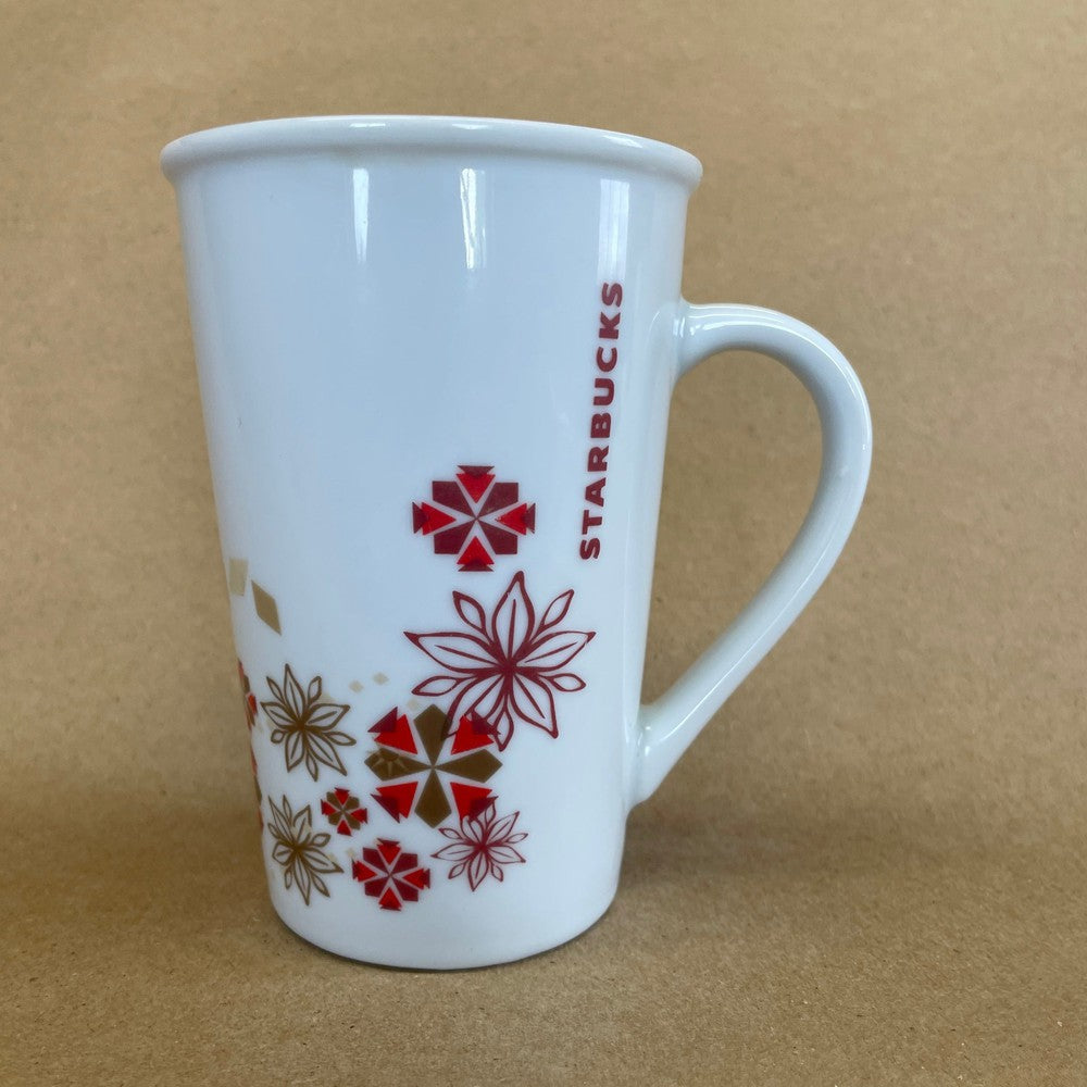 Starbucks Red and Gold Flowers Christmas Tall Mug-2015