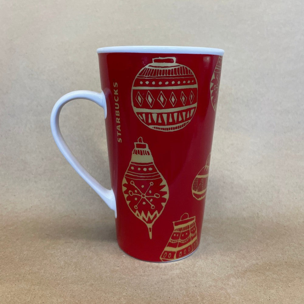 Starbucks Red and Gold Ornaments Tall Mug-2015