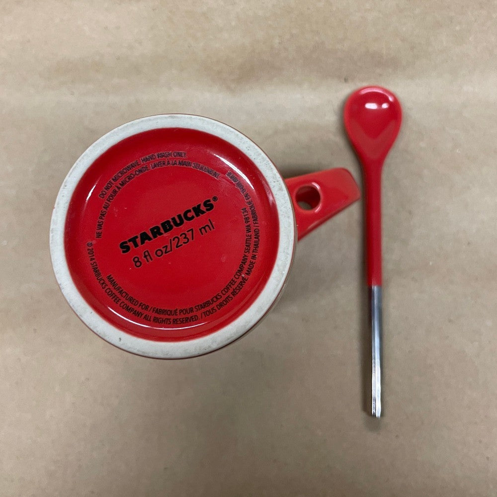 Starbucks Red and Silver Expresso Mug with Spoon-2014