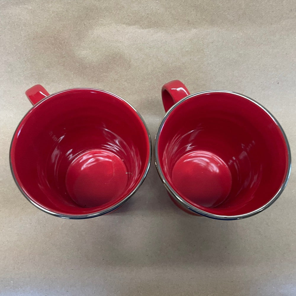 Starbucks Red with Silver Rim Mugs-2007 Pair