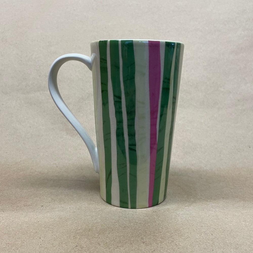Starbucks Tall Green and Pink Striped Mug-2008