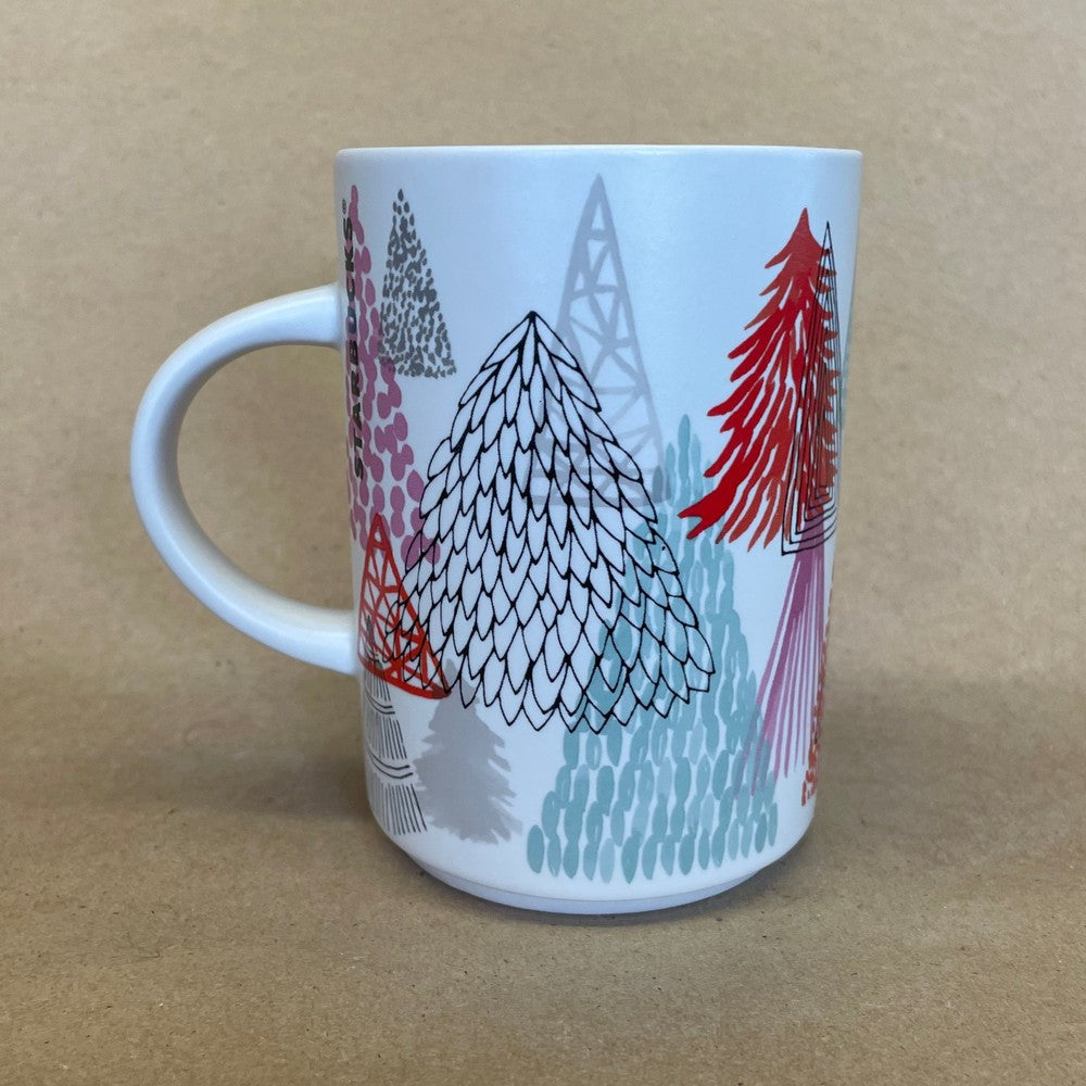 Starbucks White with Abstract Christmas Trees Mug-2017
