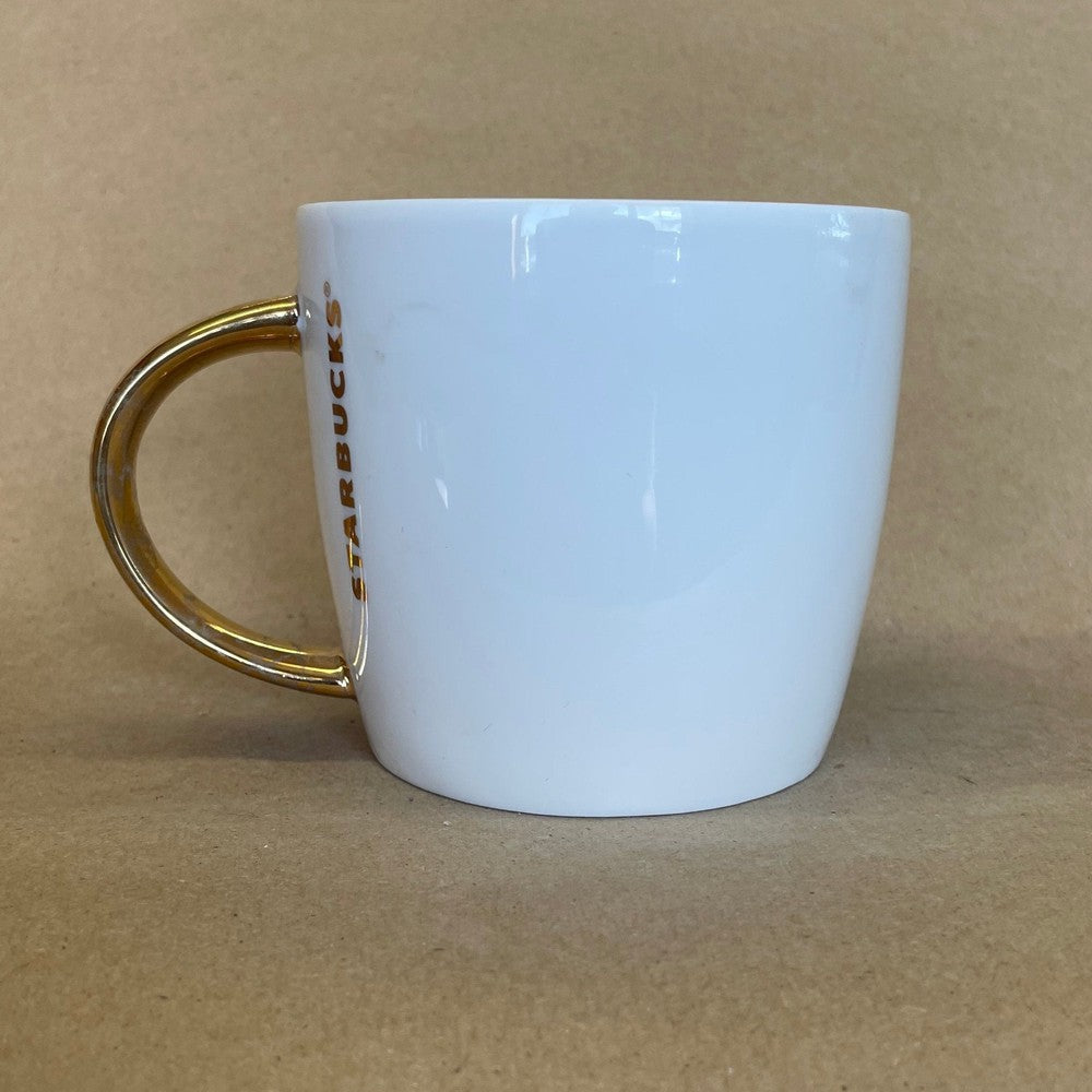 Starbucks White with Gold Handle and Letters Mug-2015