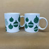 Starbucks White with Green Ornaments Mugs-2016 Pair