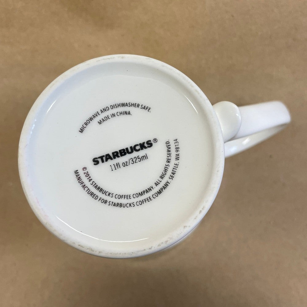 Starbucks White with Orange Geometric Scroll Mug-2014