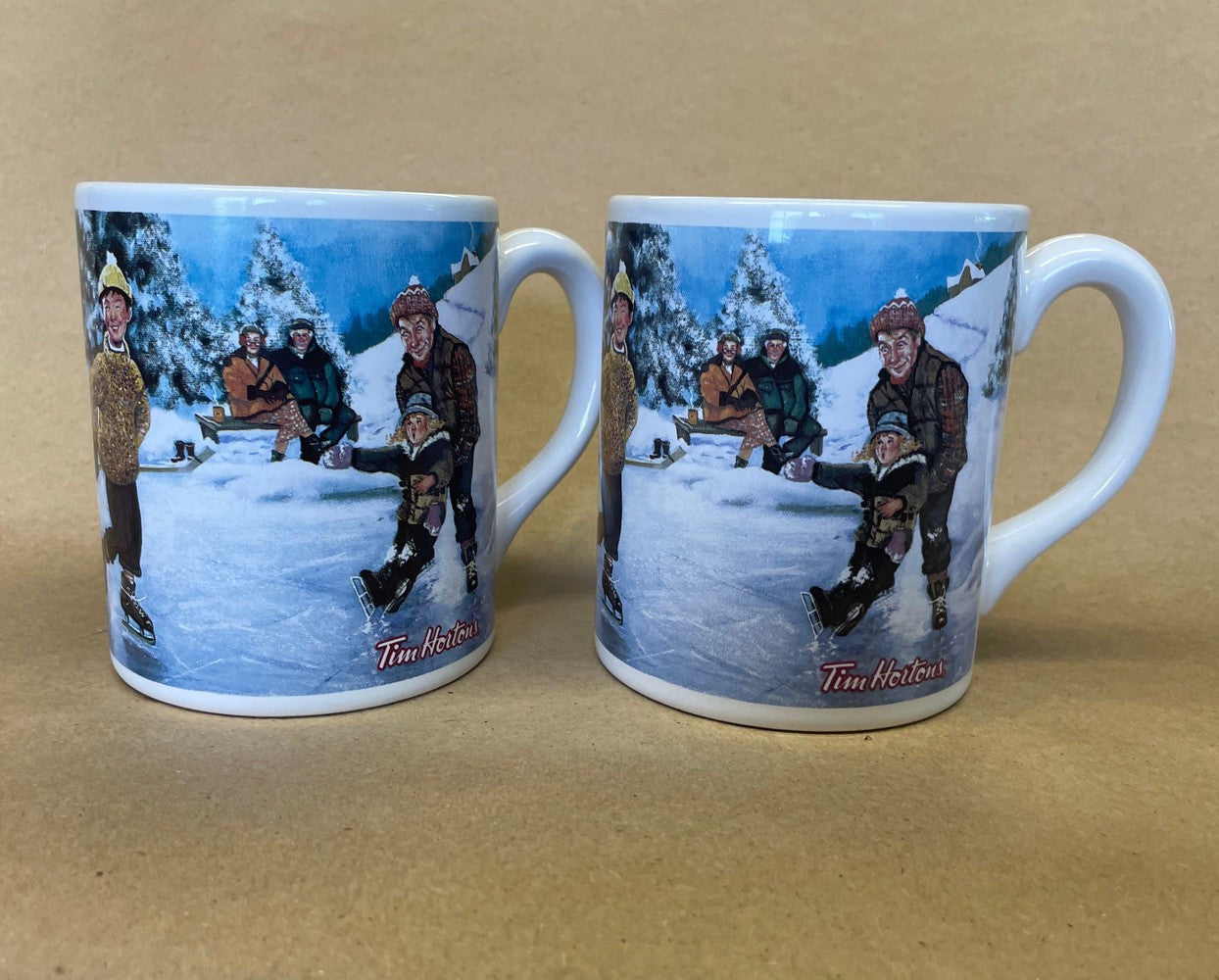 Tim Horton's Skating Pond Limited Edition Mugs-Pair