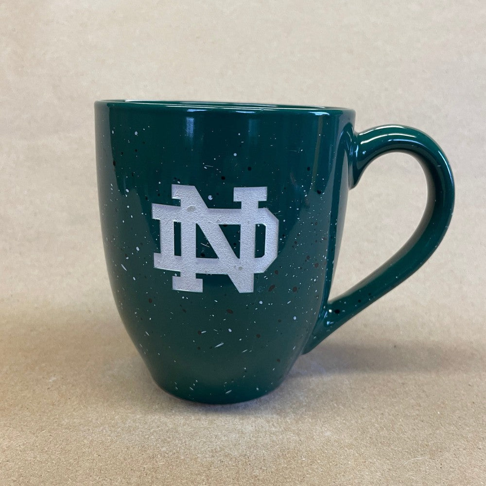 University of Notre Dame Green Speckled Etched Mug