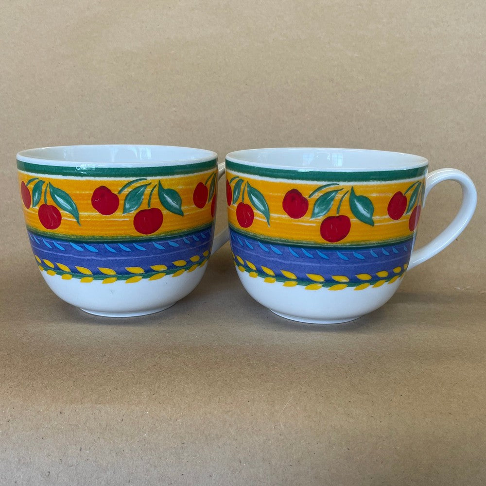 Vista Alegre Portugal Cherry Fruit Mugs-1995 Pair