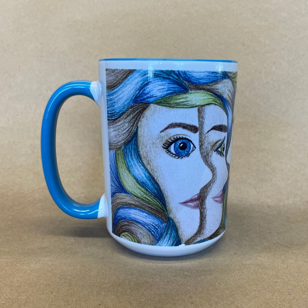 Women's Abstract Faces Drawing Mug